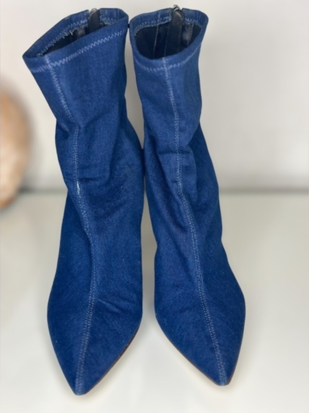 Jessica Simpson Women's Blue Pointed-Toe Stretch Ankle Boots